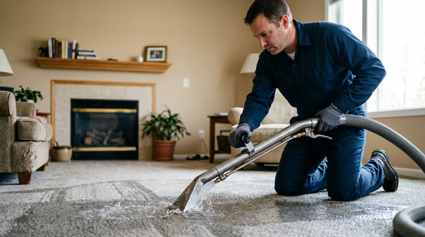 Water damage restoration technician working near Watertown, MN